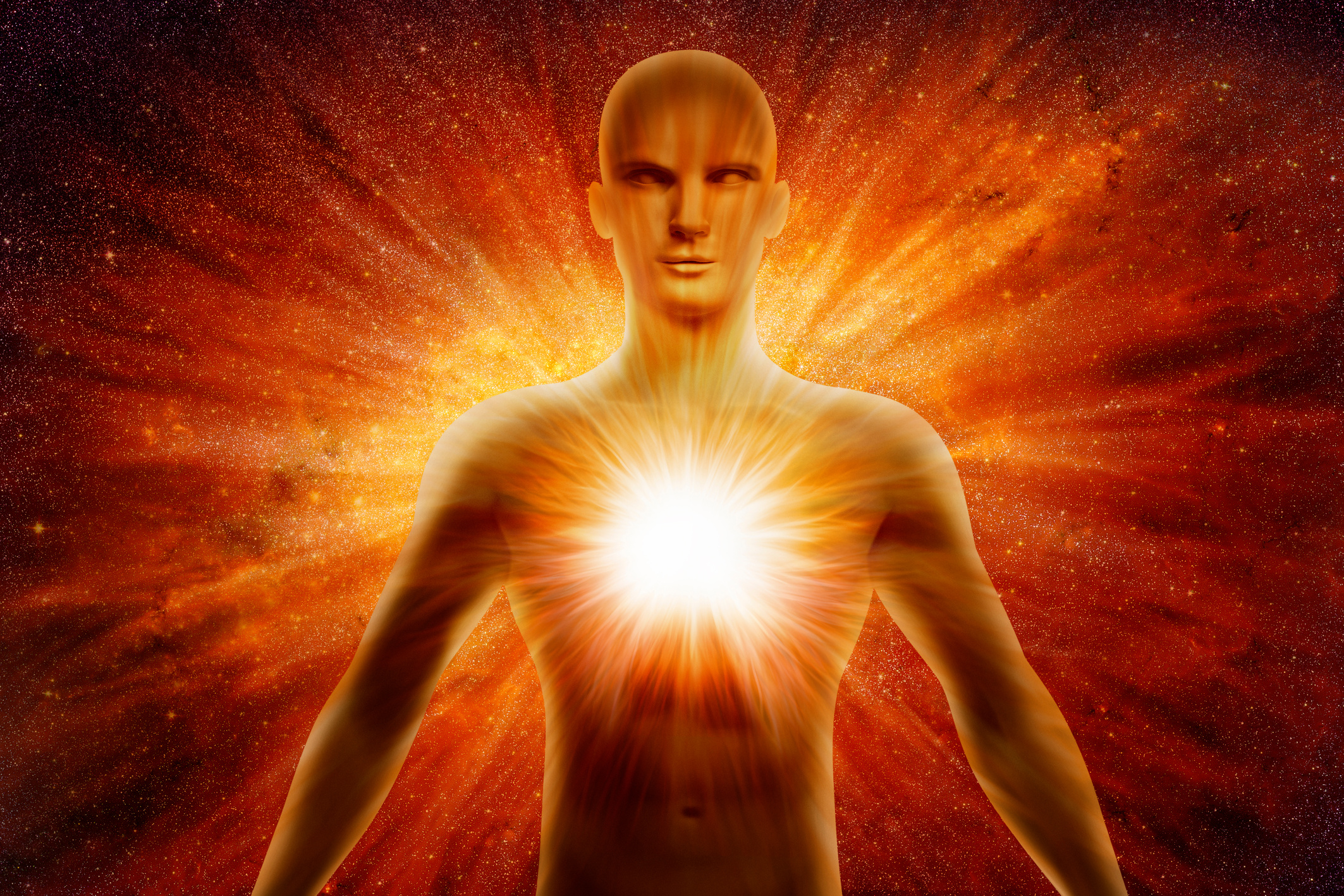 Man with universe background